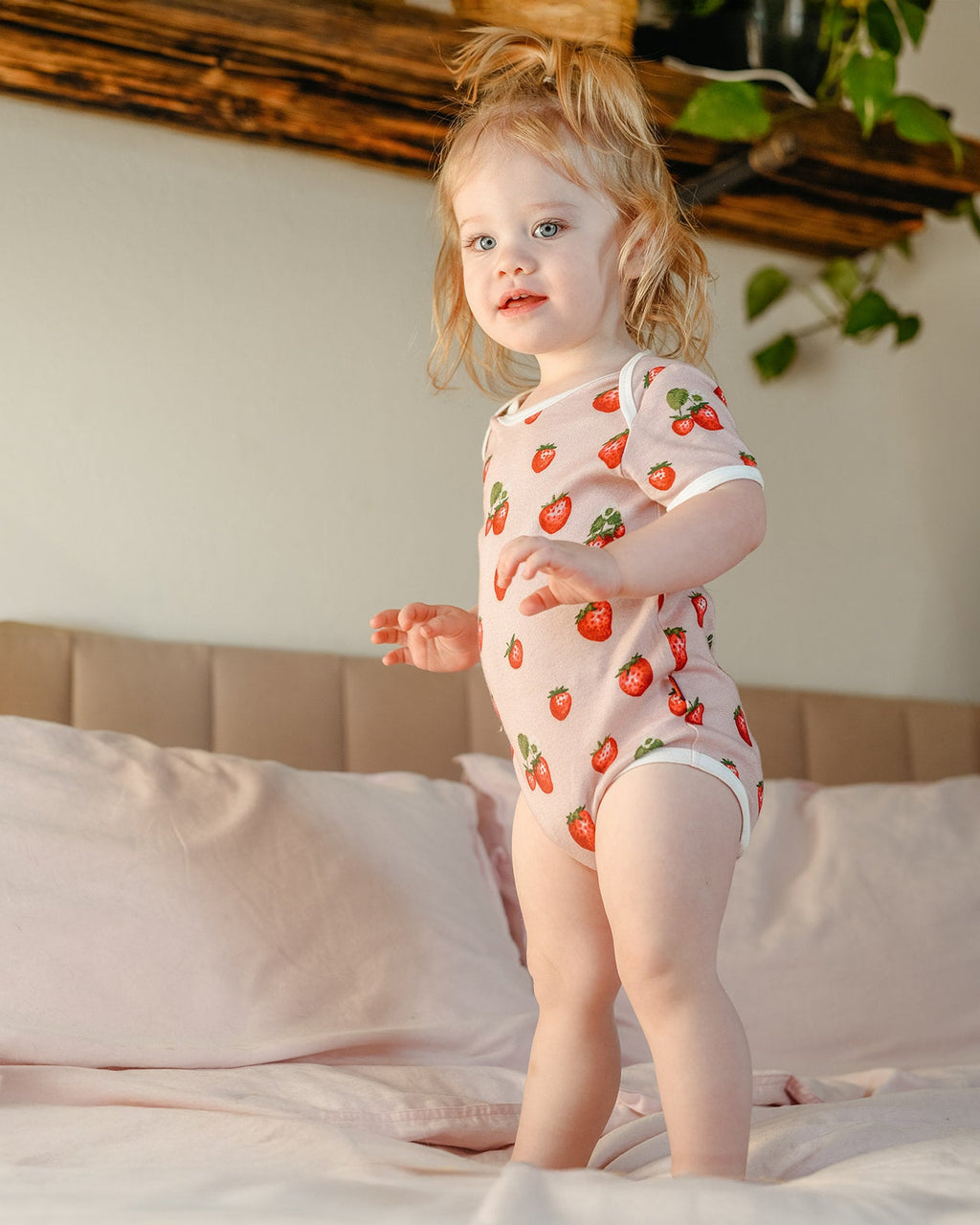 Milkbarn Strawberry Organic Cotton Short Sleeve One Piece | Playroom Avenue