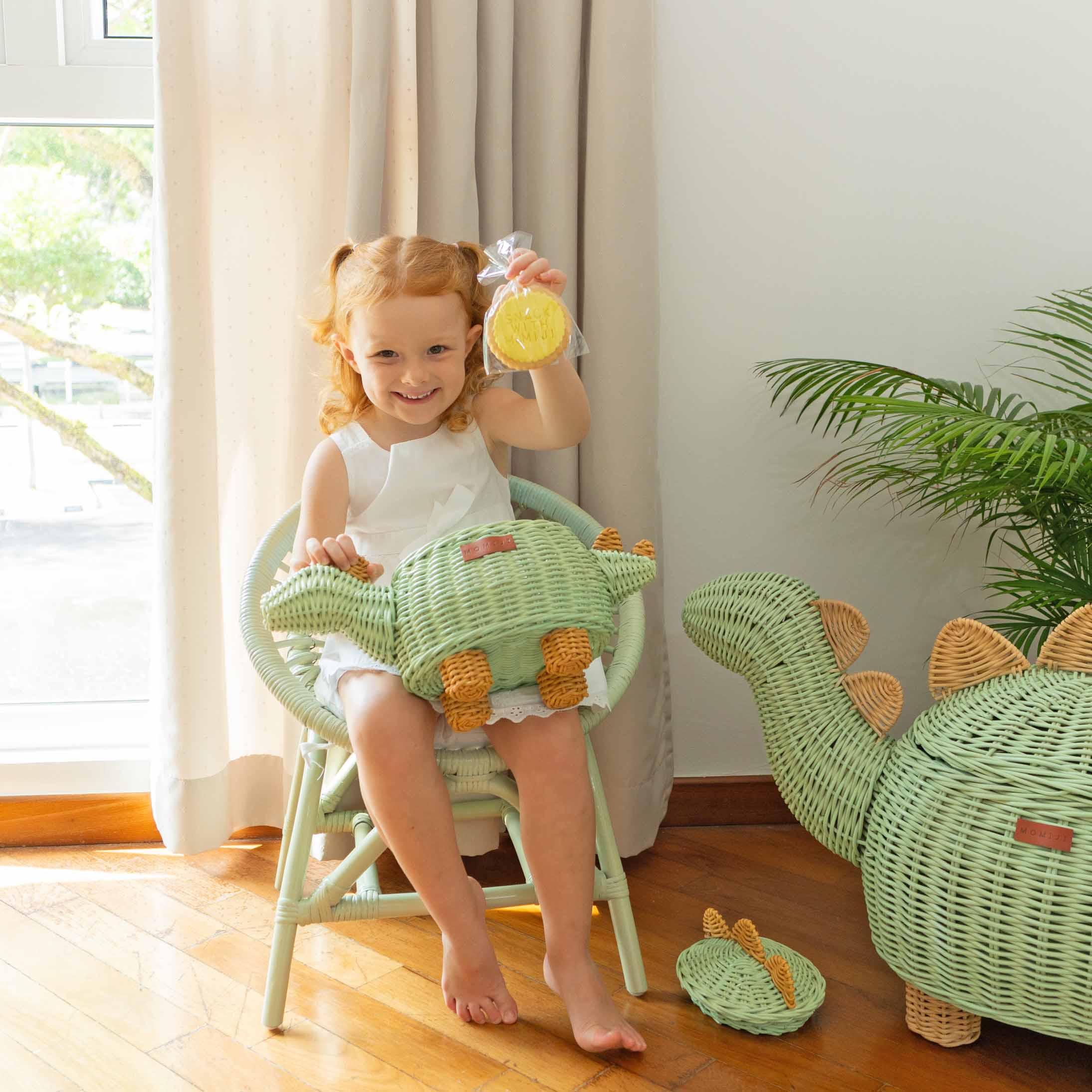 Momiji Dinosaur Basket Small - Mint Green | Playroom Avenue