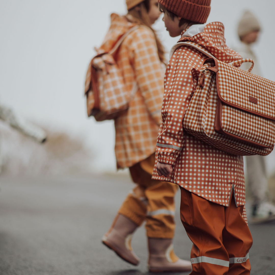 GRECH & CO. Fishtail Rain Jacket | Sienna Gingham | Playroom Avenue