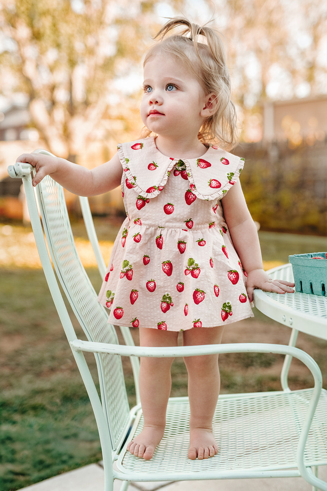 Milkbarn Strawberry Ruffle Collar Dress | Playroom Avenue