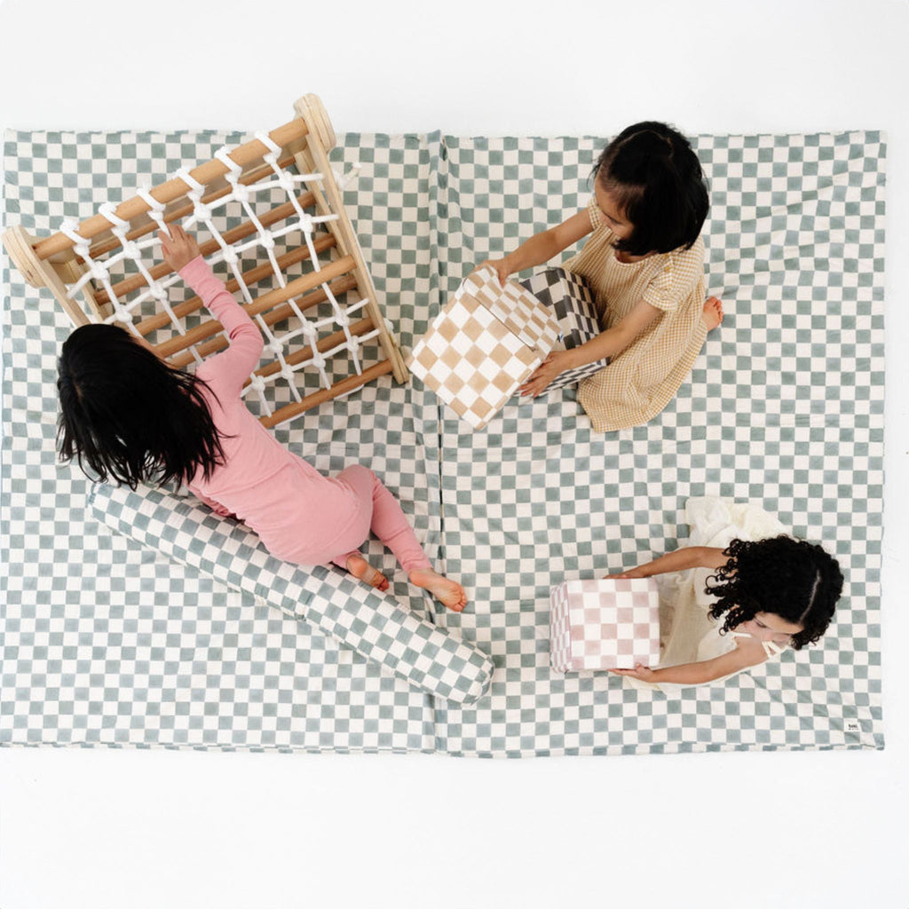 Toki Kids Checker Matcha Organic Cotton Mat | Playroom Avenue