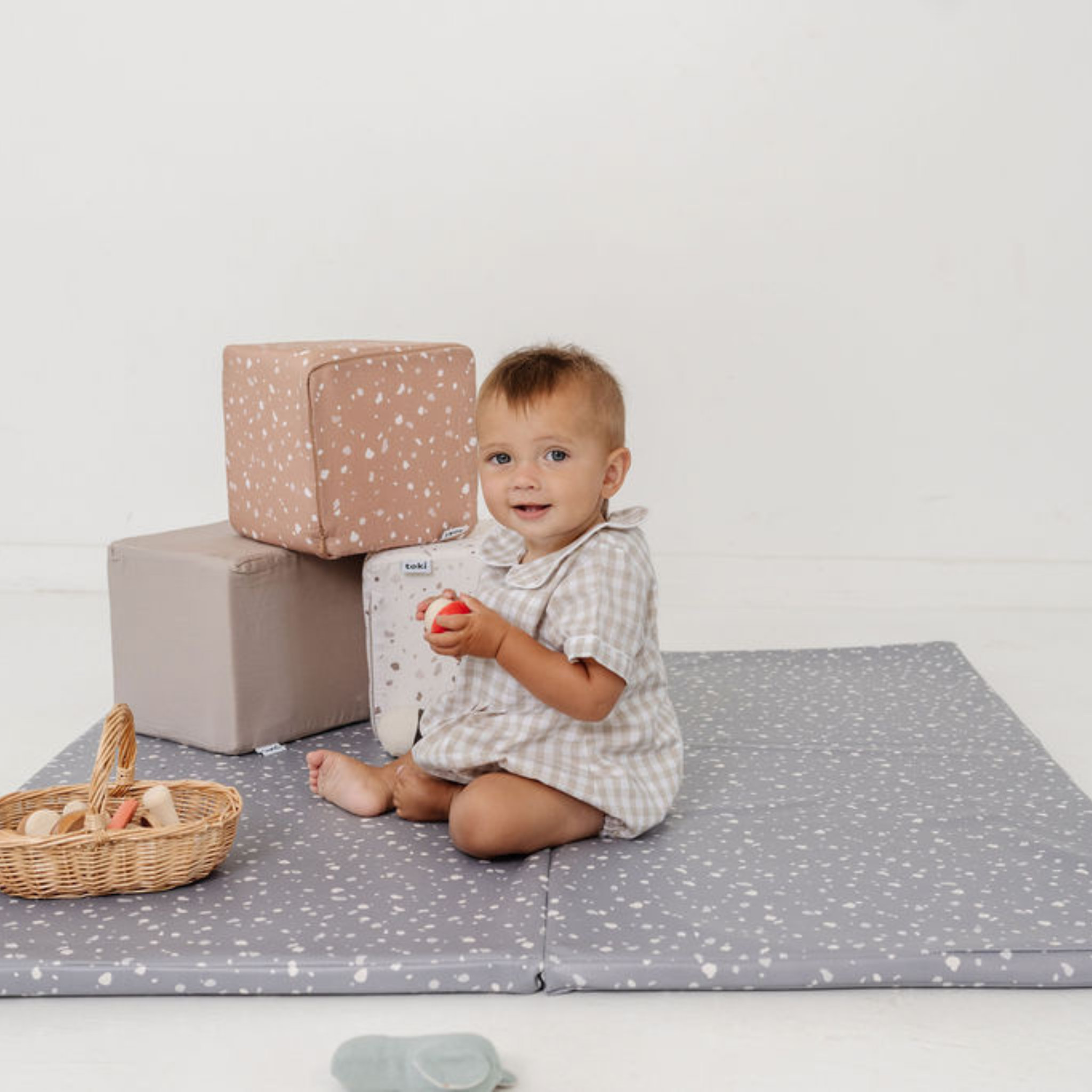 Toki Kids Terrazzo Slate Vegan Leather Mat | Playroom Avenue