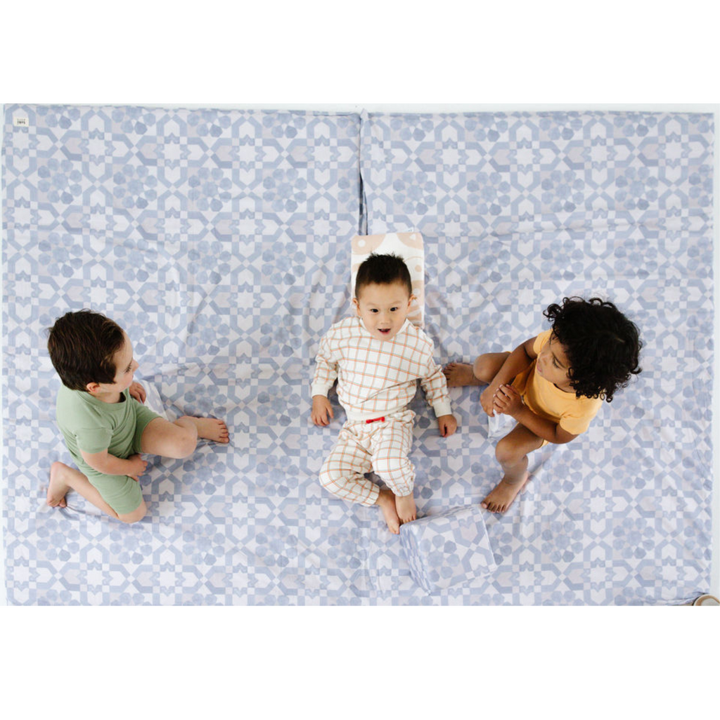 Toki Kids Blue Tile Organic Cotton Mat | Playroom Avenue