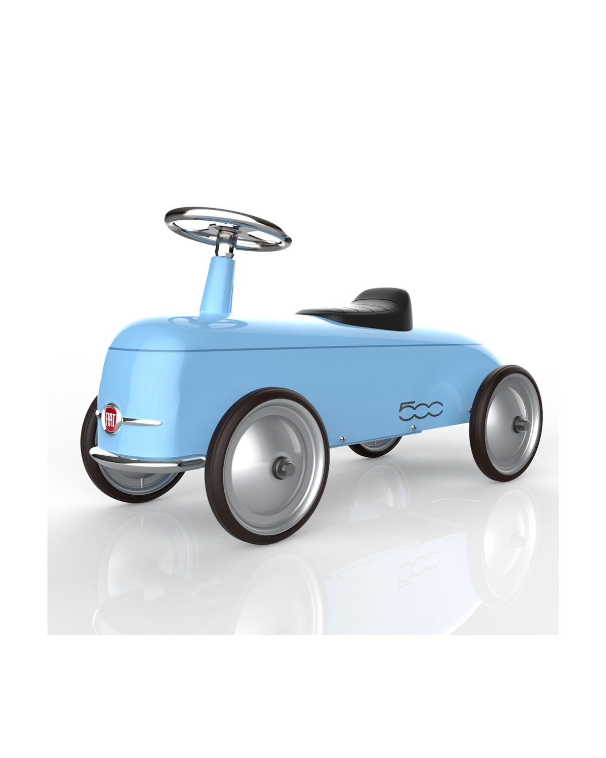 Light blue children's baghera raodster car on a white background