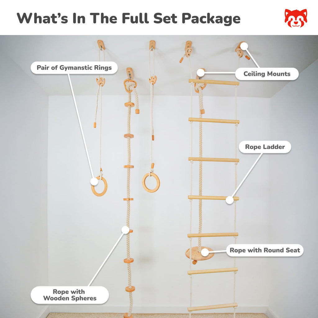 Wood and Hearts Kids Climbing Ropes | Playroom Avenue