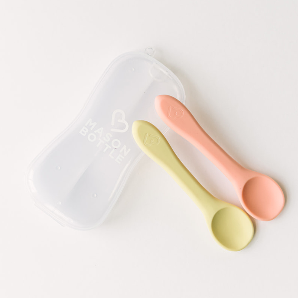 Mason Bottle Silicone Spoon Set Buttercup and Harbor | Playroom Avenue