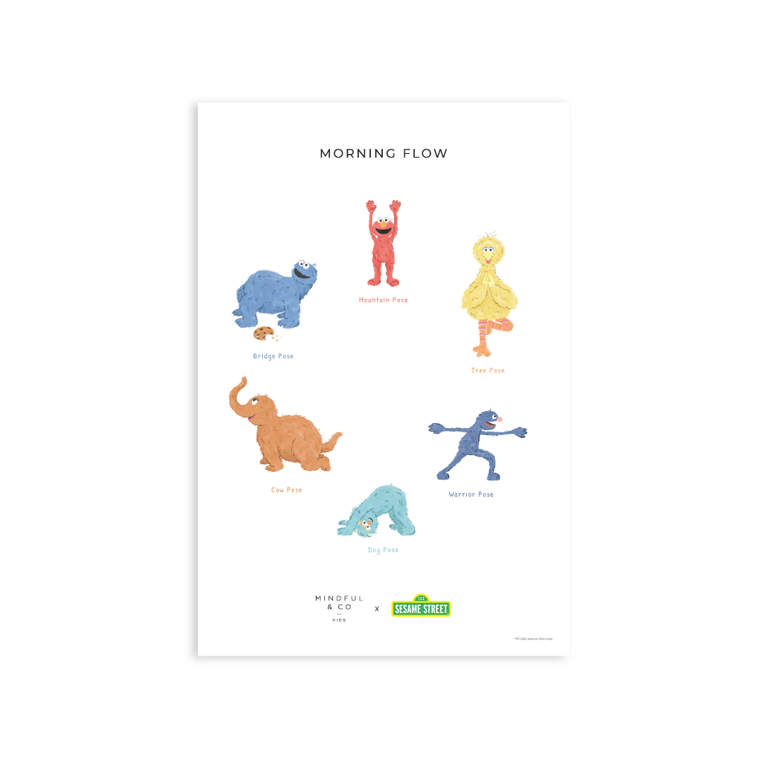 Mindful And Co Double-Sided Sesame Street Yoga Poses Print - Playroom Avenue