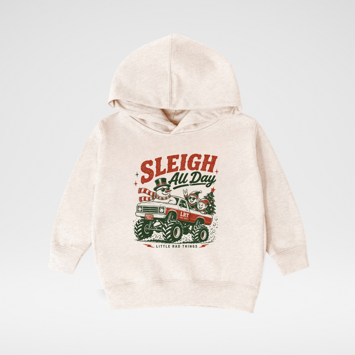 LITTLE RAD THINGS SLEIGH ALL DAY TODDLER CHRISTMAS MONSTER TRUCK HOODIE | Playroom Avenue