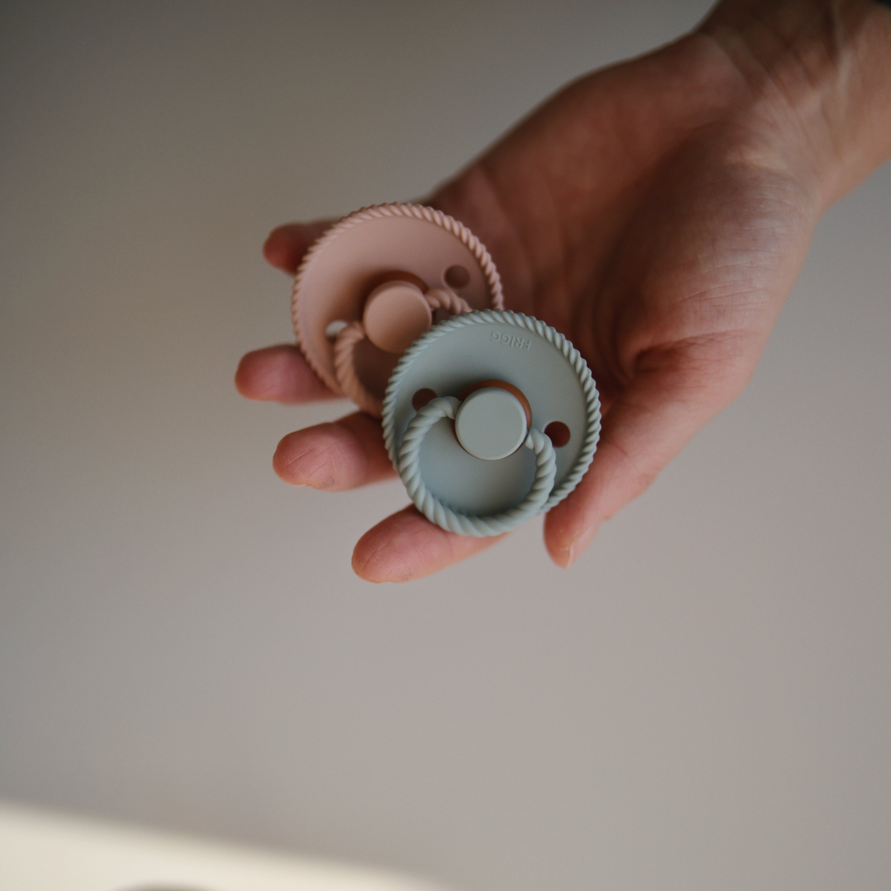 Mushie FRIGG Baby's First Pacifier Moonlight Sailing (Powder Blue) 4-Pack | Playroom Avenue