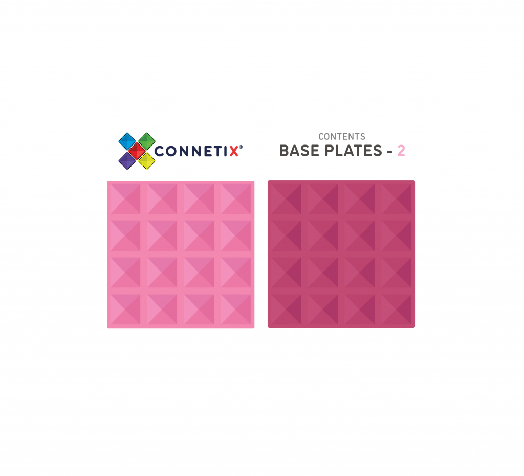 Connetix Magnetic Tiles | Pastel Pink & Berry Base Plate Pack Pastel (2 pcs) | Playroom Avenue