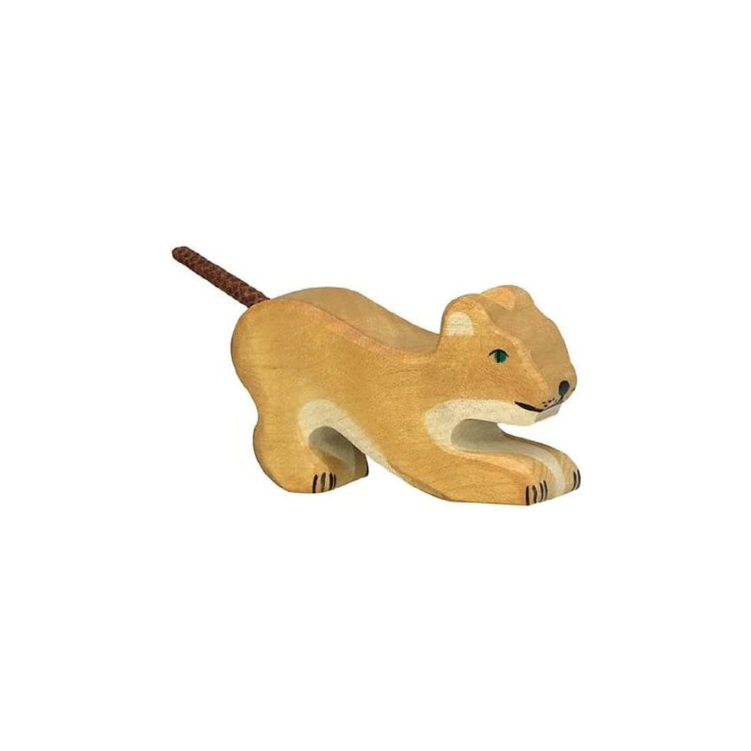 Holztiger Wooden Playing Lion Cub Figure | Playroom Avenue