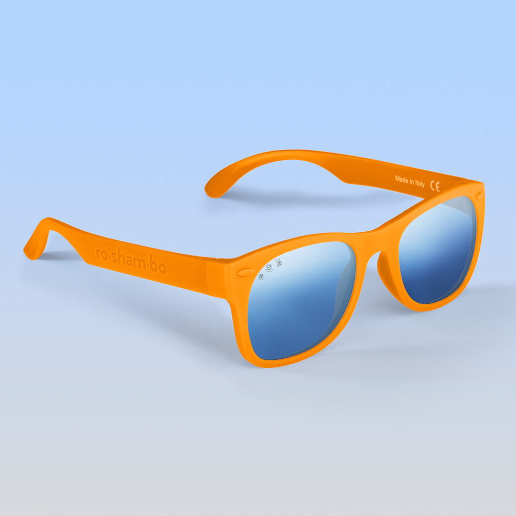 ro•sham•bo Bright Orange Shades | Adult Polarized Mirrored (Chrome) Lens Bright Orange Frame | Playroom Avenue