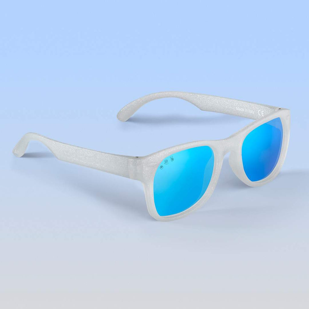 Starlite Shades | Baby Polarized Mirrored (Blue) Lens Silver Glitter Frame | Playroom Avenue