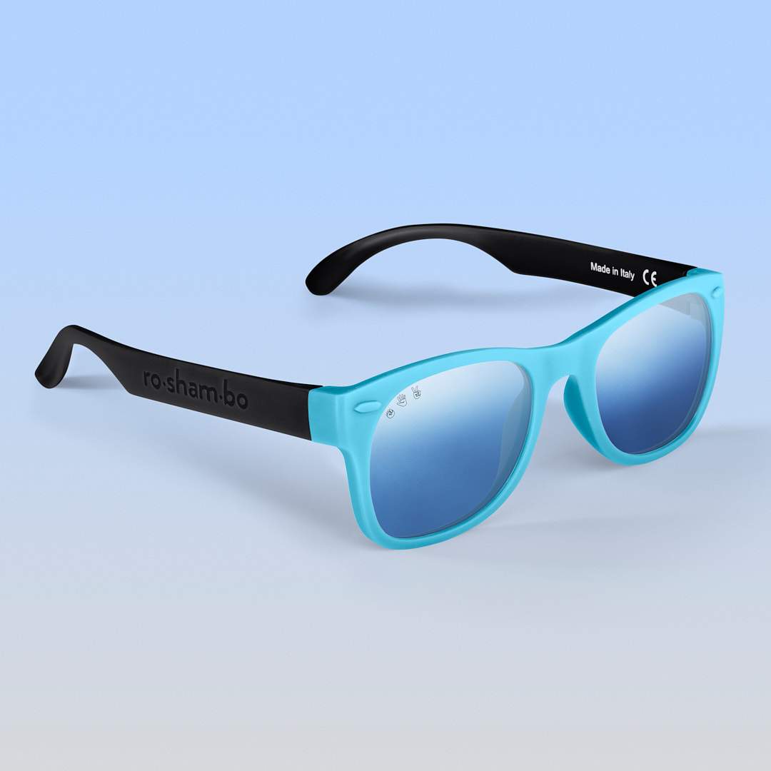 Thundercat Shades | Baby Polarized Mirrored (Chrome) Lens Black & Teal Combo Frame | Playroom Avenue