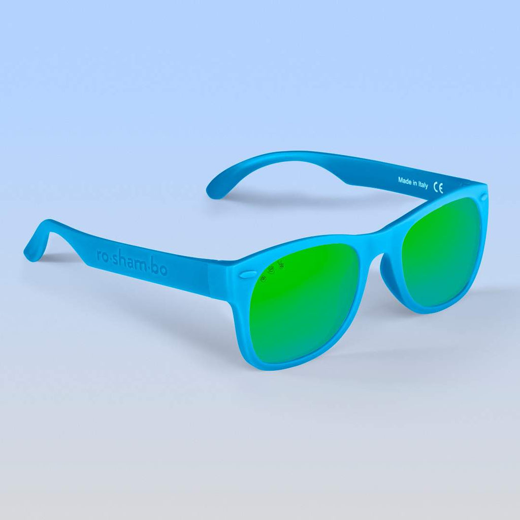 Zack Shades | Adult Polarized Mirrored (Green) Lens Blue Frame | Playroom Avenue