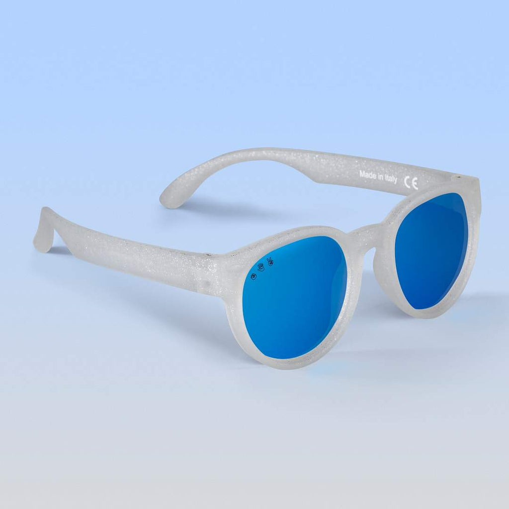 Starlite Rounds | Toddler Polarized Mirrored (Blue) Lens Silver Glitter Frame | Playroom Avenue