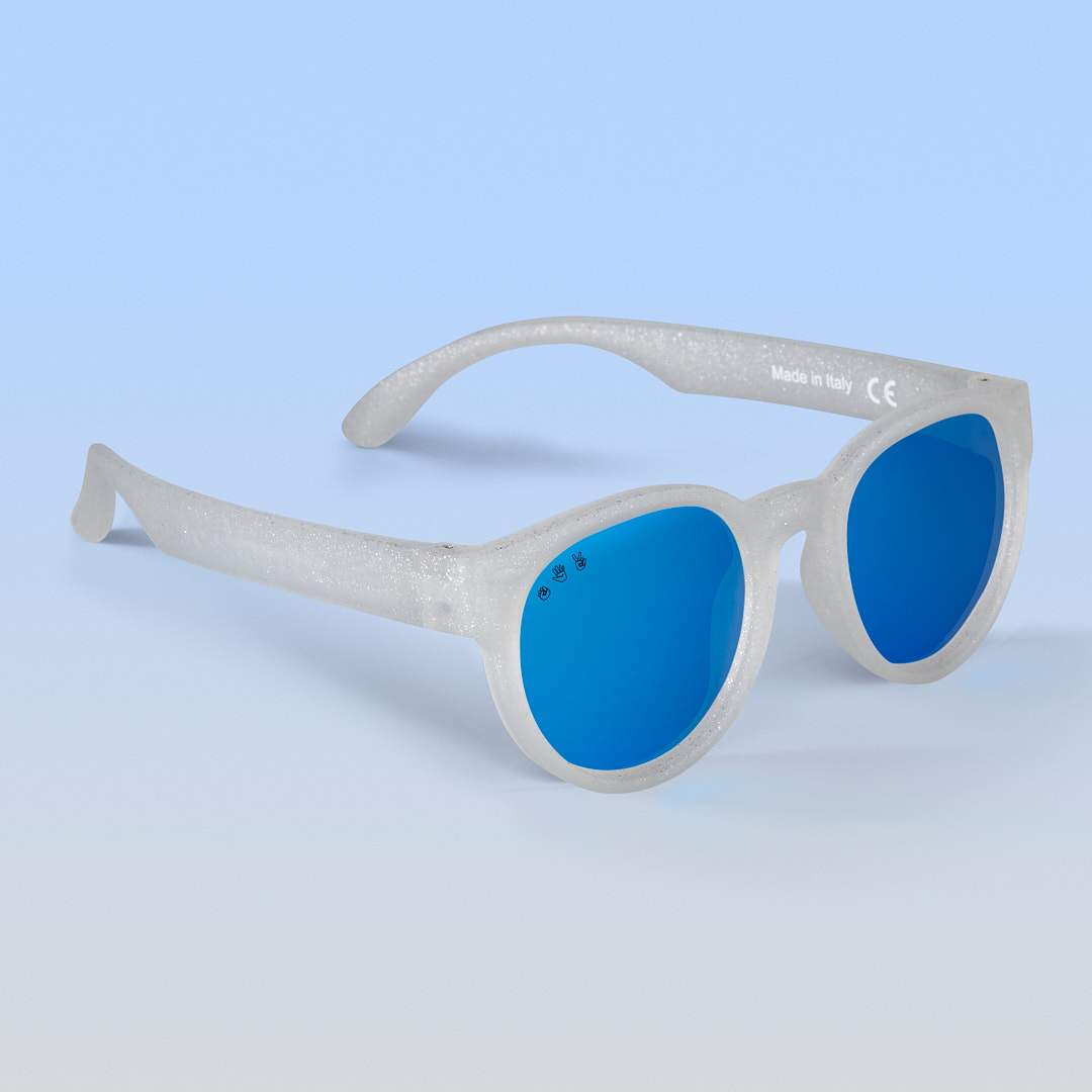 Starlite Rounds | Toddler Polarized Mirrored (Blue) Lens Silver Glitter Frame | Playroom Avenue