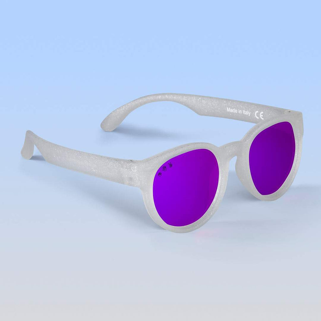 Starlite Rounds | Toddler Polarized Mirrored (Purple) Lens Silver Glitter Frame | Playroom Avenue