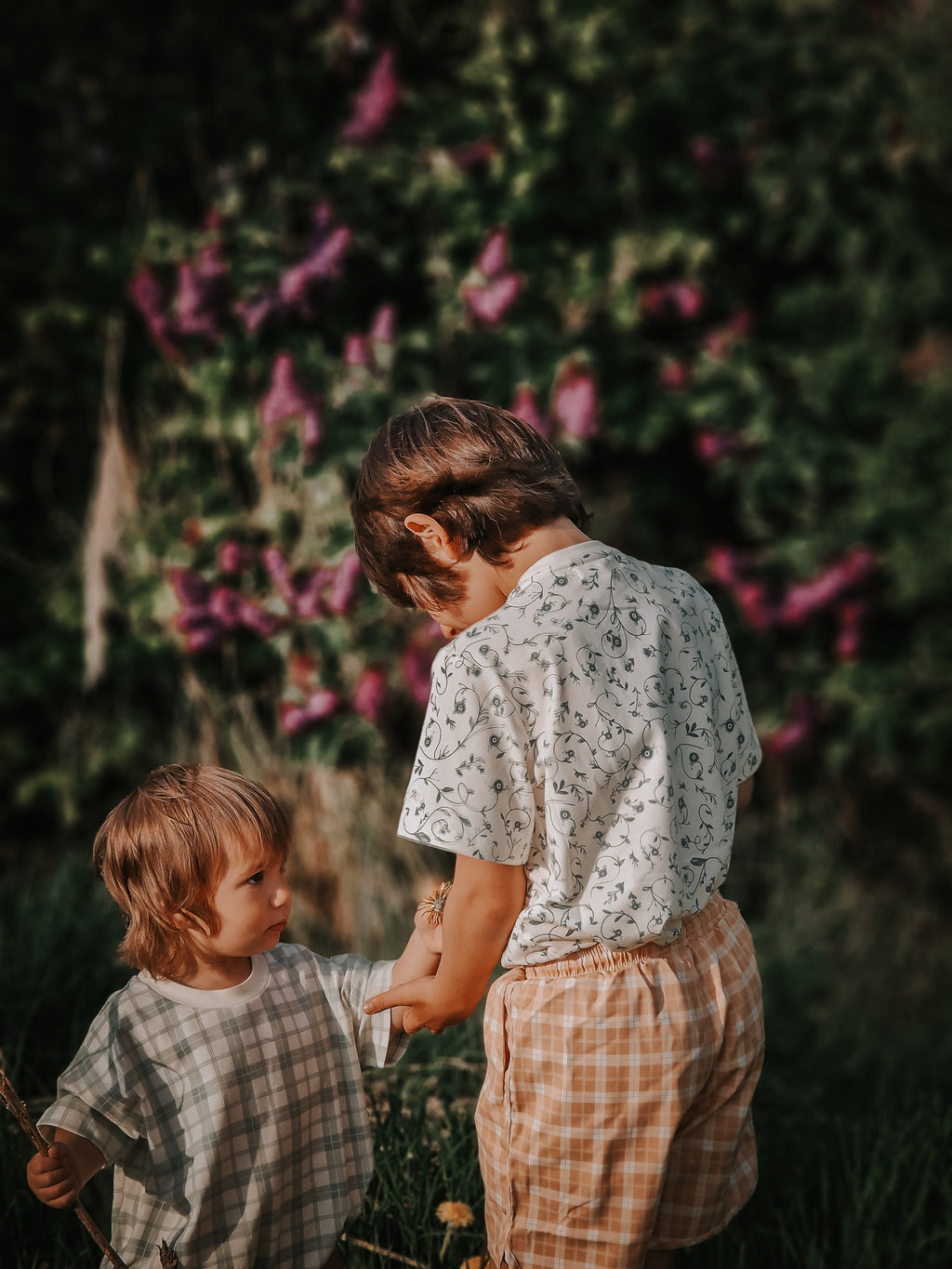 GRECH & CO. Swim Trunks | UPF + Recycled - Buckwheat Plaid | Playroom Avenue
