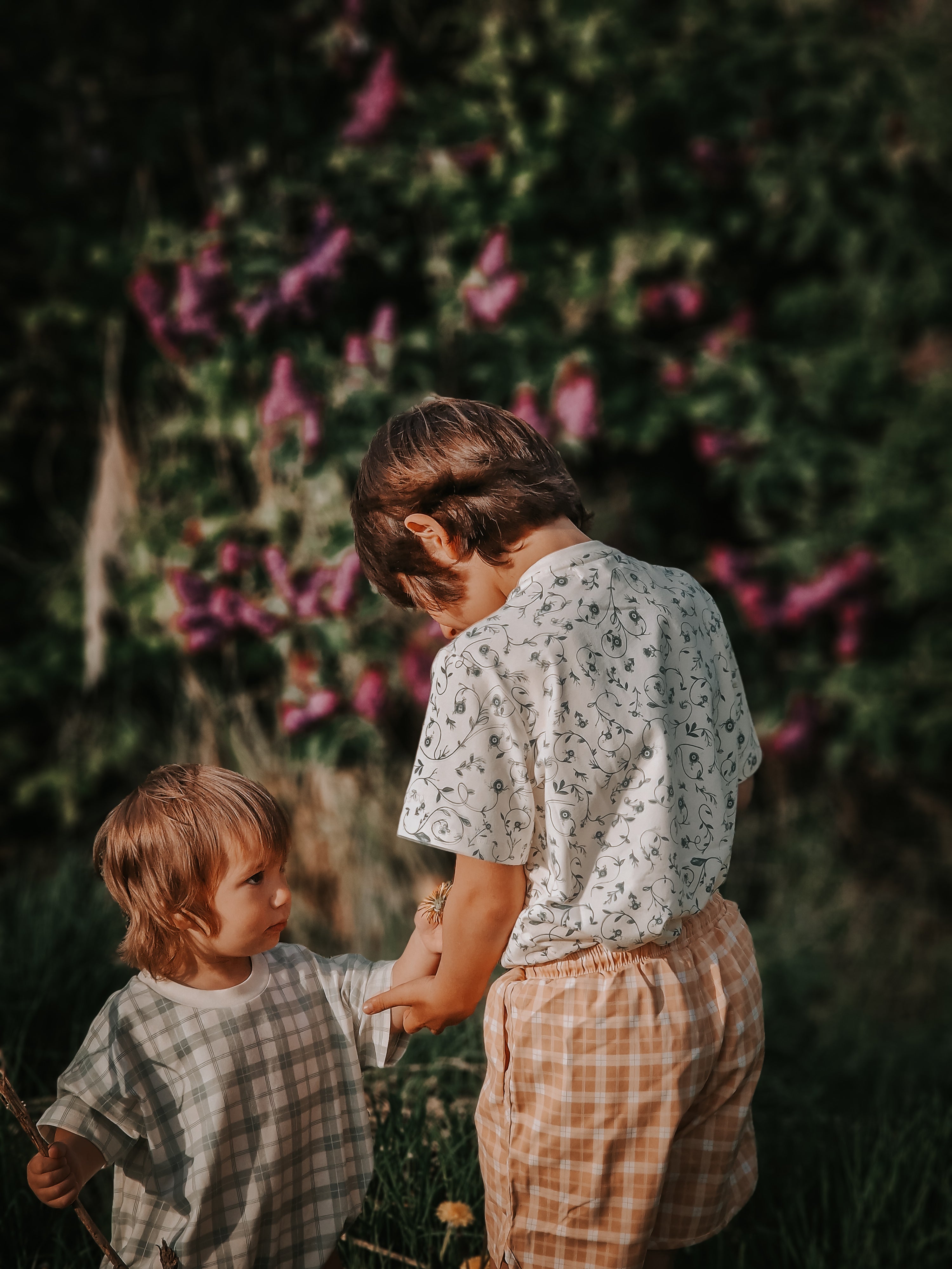 GRECH & CO. Swim Trunks | UPF + Recycled - Buckwheat Plaid | Playroom Avenue