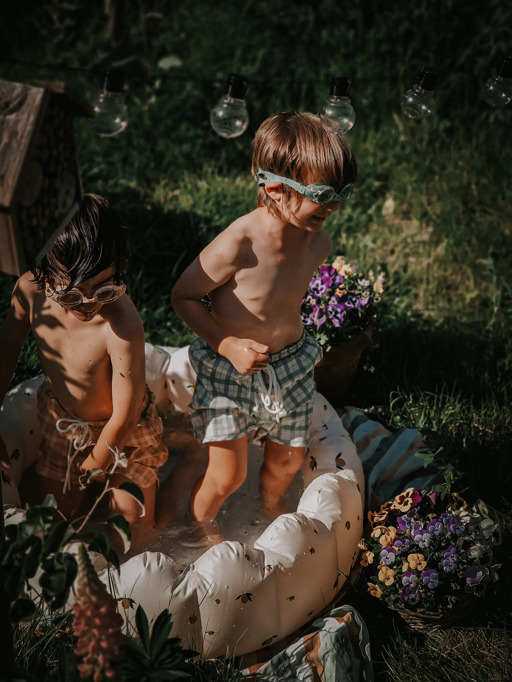 GRECH & CO. Swim Trunks | UPF + Recycled - Fern Plaid | Playroom Avenue