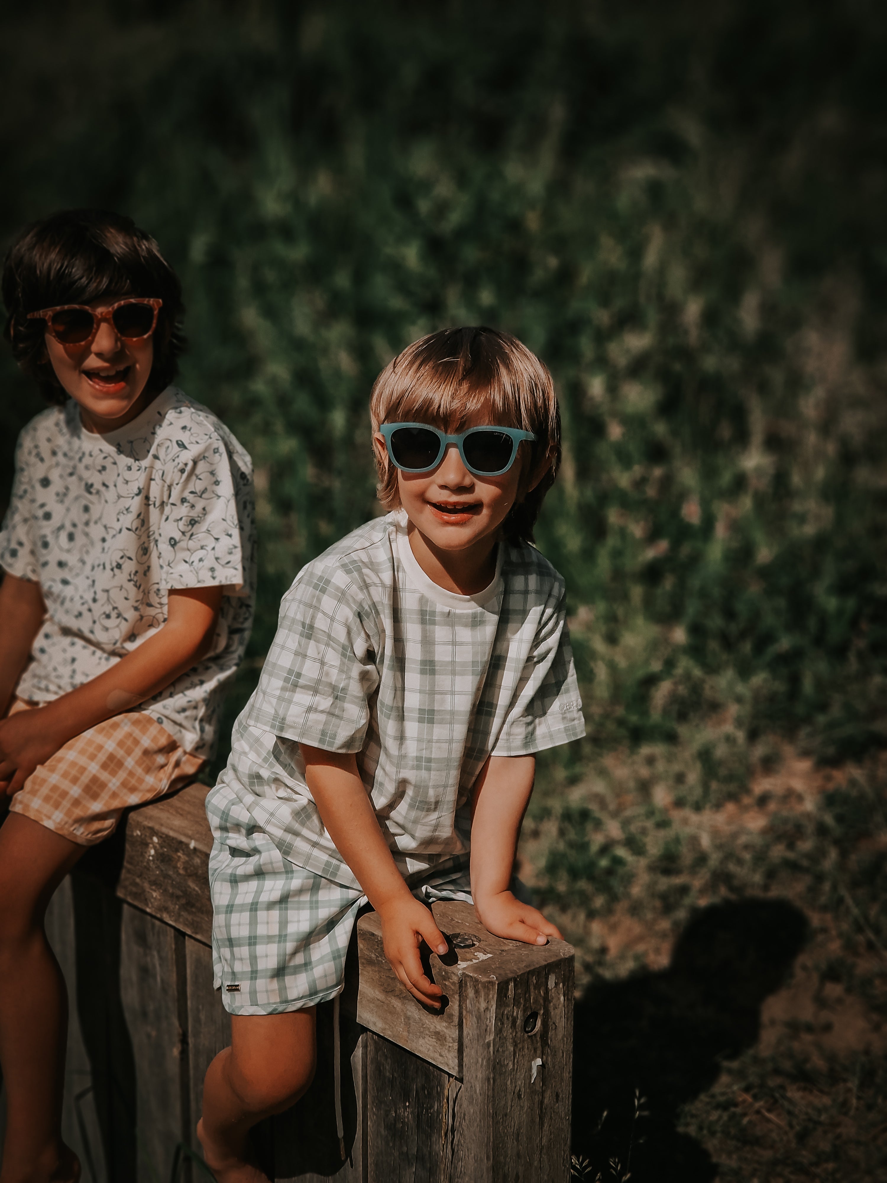 GRECH & CO. Swim Trunks | UPF + Recycled - Fern Plaid | Playroom Avenue