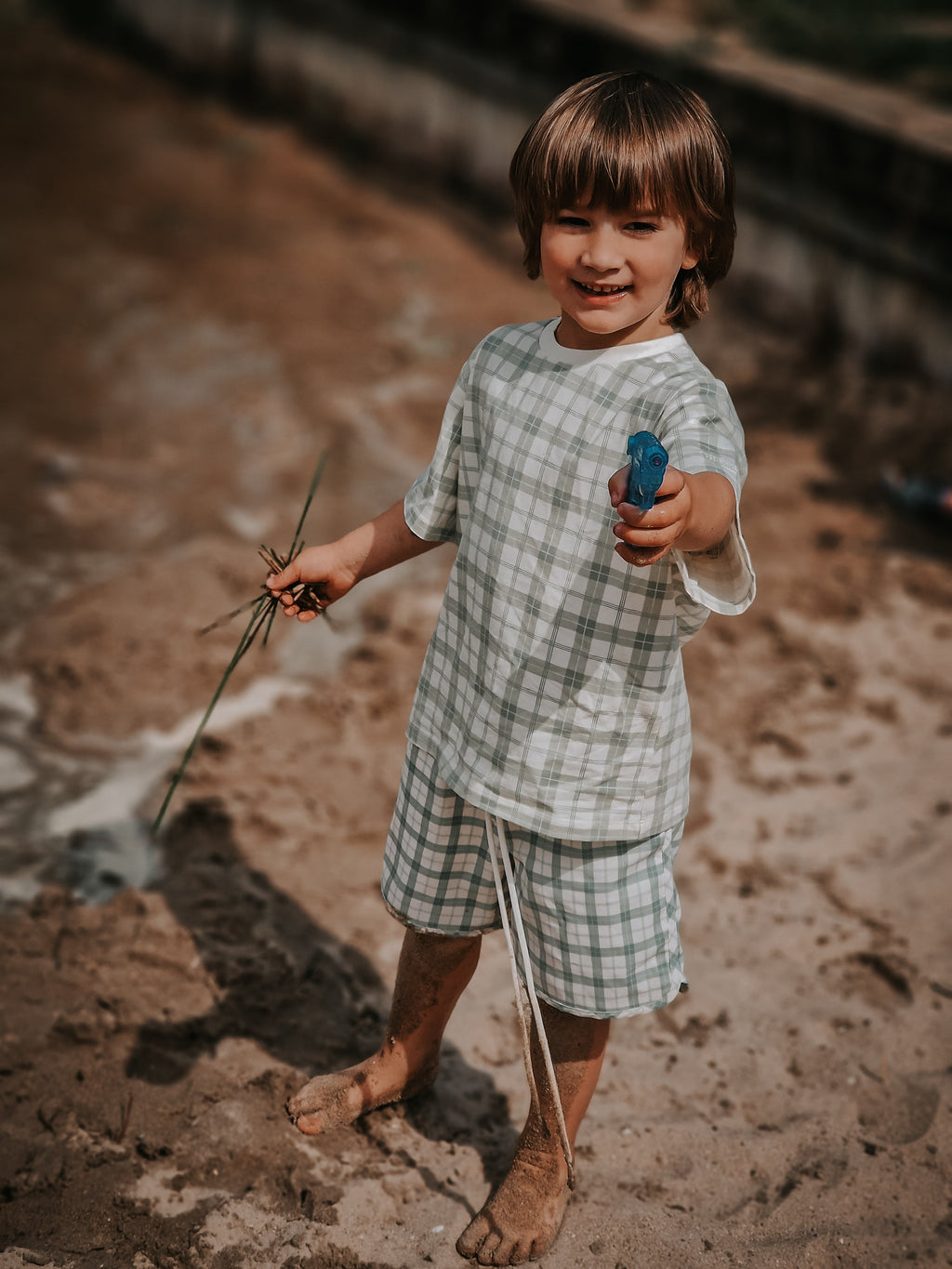 GRECH & CO. Swim Trunks | UPF + Recycled - Fern Plaid | Playroom Avenue