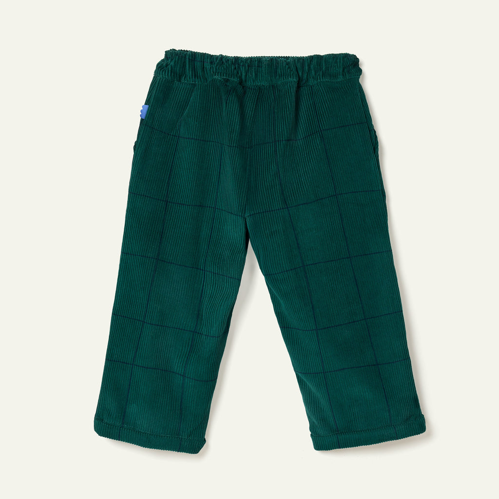 Mon Coeur Evergreen Grid Corduroy Pant | Playroom Avenue