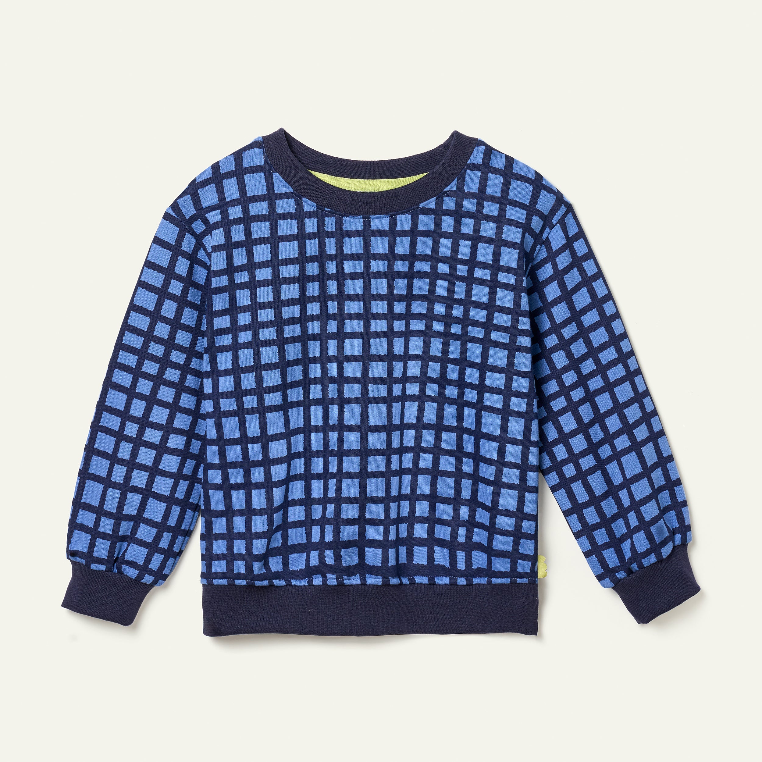 Mon Coeur Blue Grid Sweatshirt | Playroom Avenue
