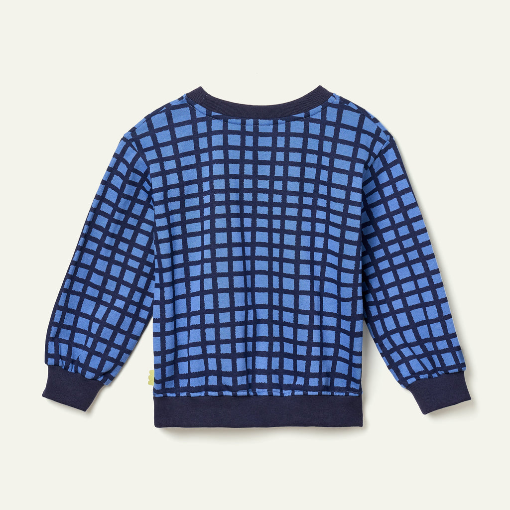 Mon Coeur Blue Grid Sweatshirt | Playroom Avenue