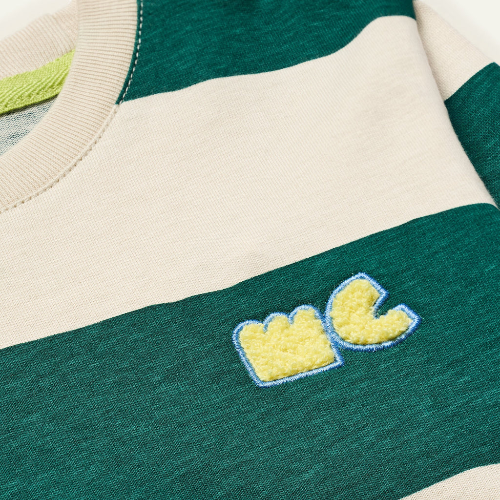 Mon Coeur Green Rugby Stripe T-Shirt | Playroom Avenue