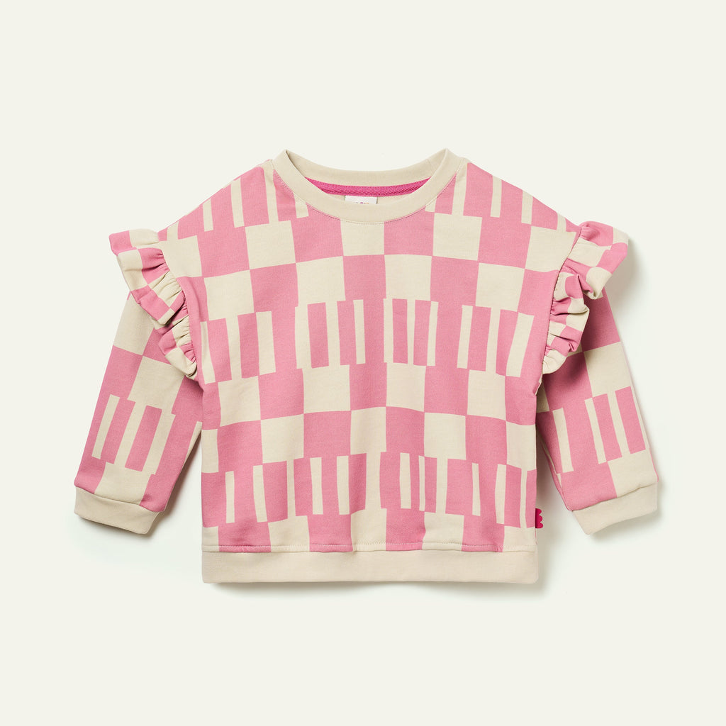 Mon Coeur Pink Block Ruffled Sweatshirt | Playroom Avenue