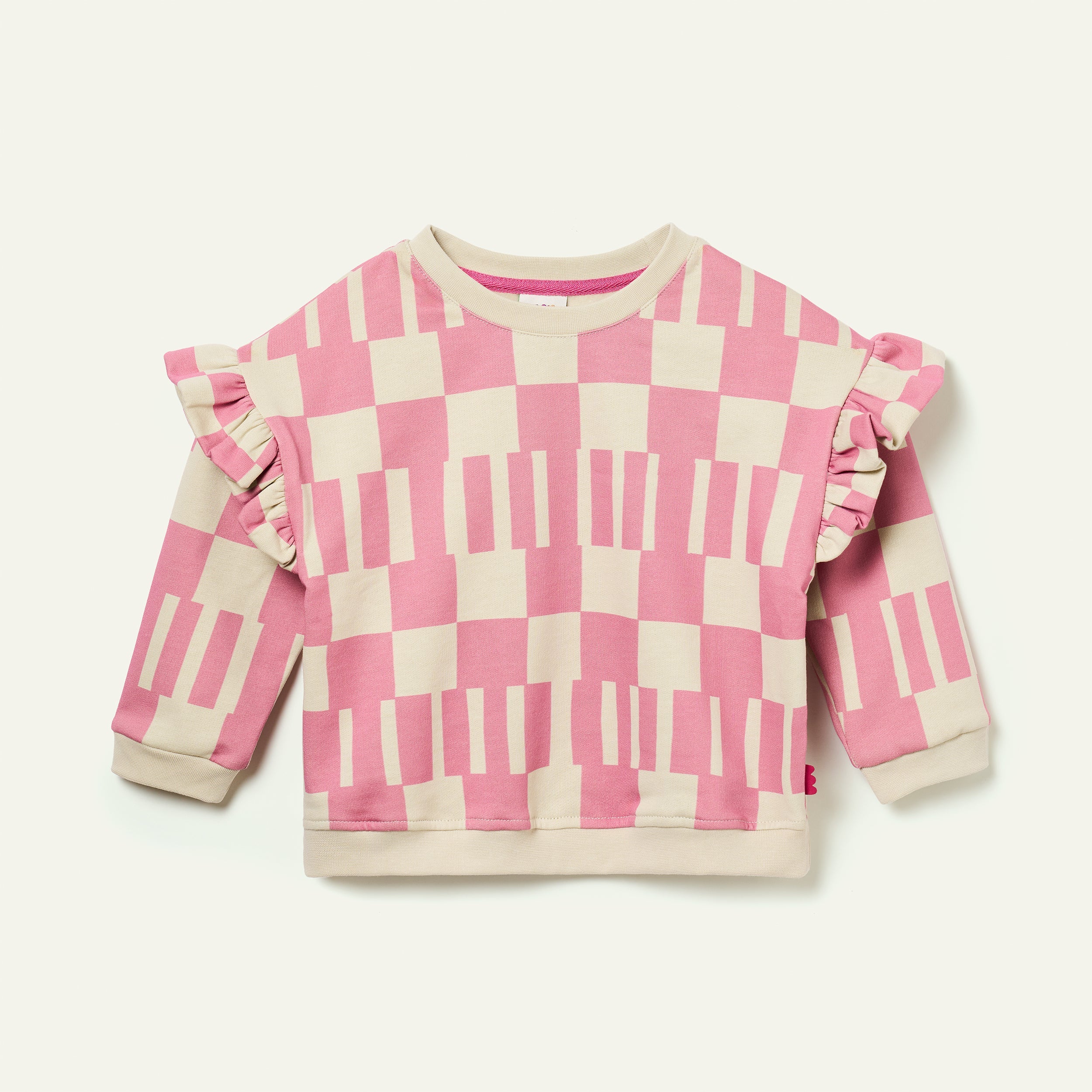 Mon Coeur Pink Block Ruffled Sweatshirt | Playroom Avenue