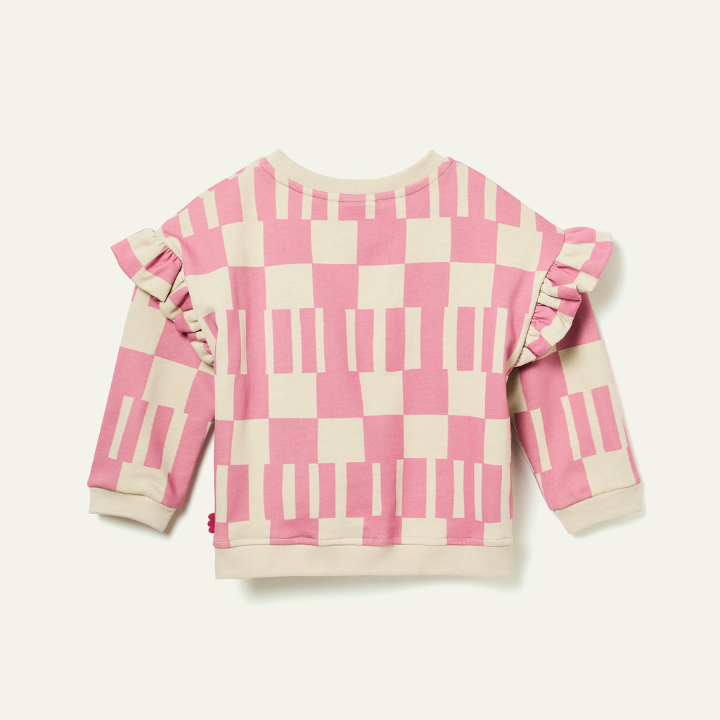 Mon Coeur Pink Block Ruffled Sweatshirt | Playroom Avenue