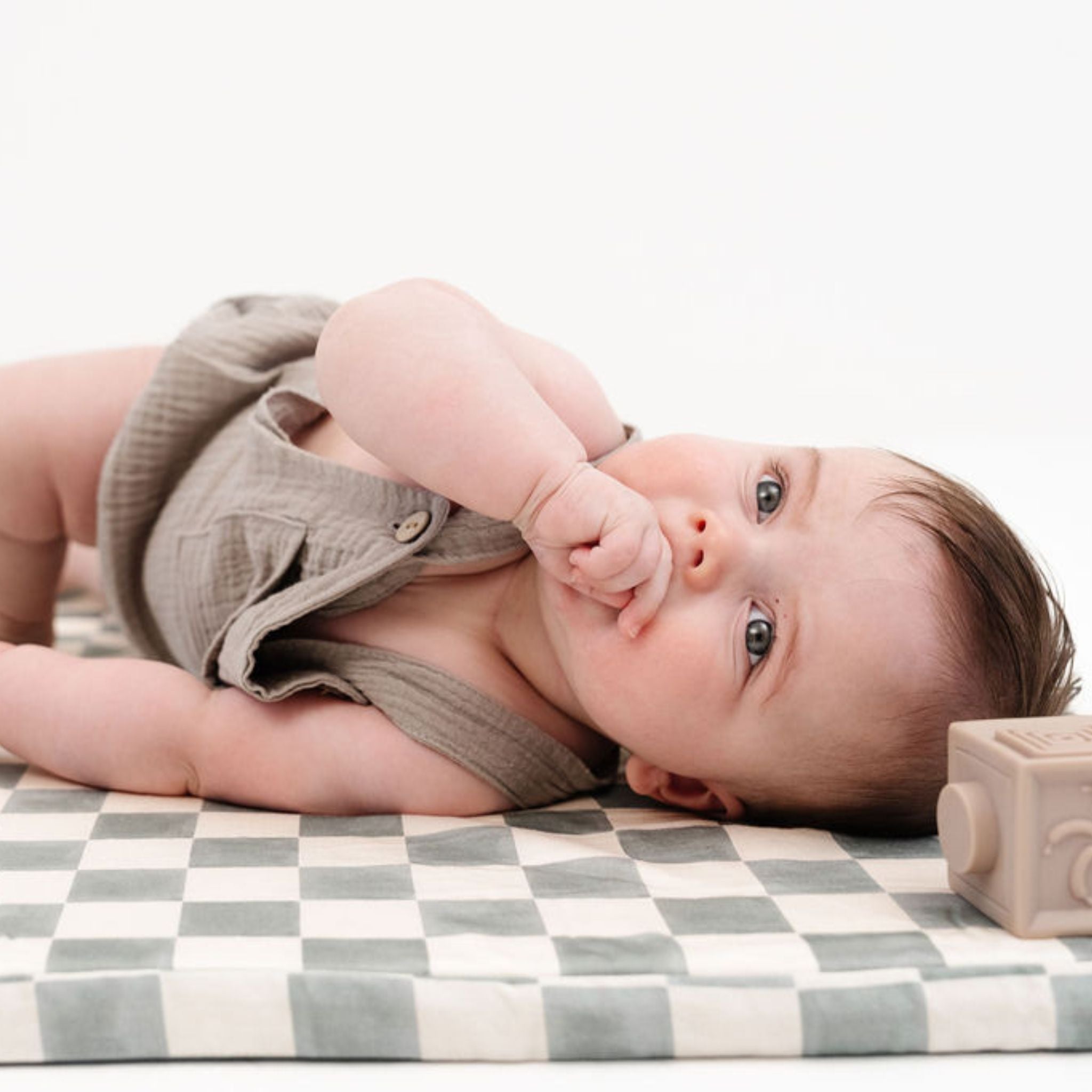 Toki Kids Checker Matcha Organic Cotton Mat - Playroom Avenue