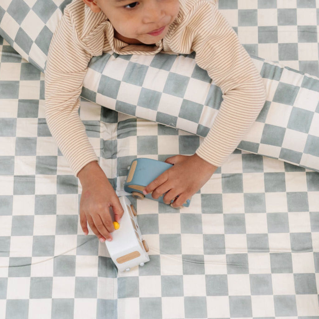 Toki Kids Checker Matcha Organic Cotton Mat | Playroom Avenue