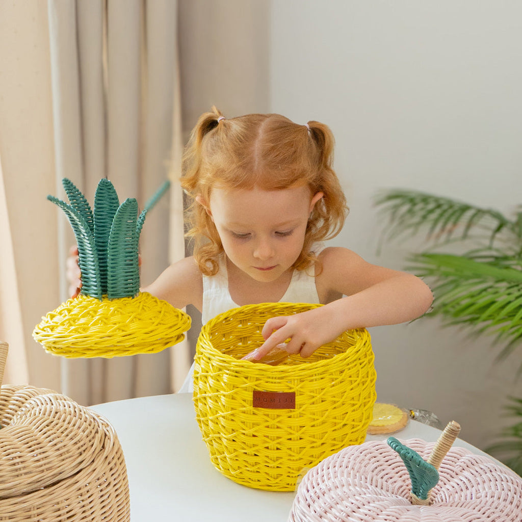 Momiji Pineapple Storage Basket Small - Yellow | Playroom Avenue
