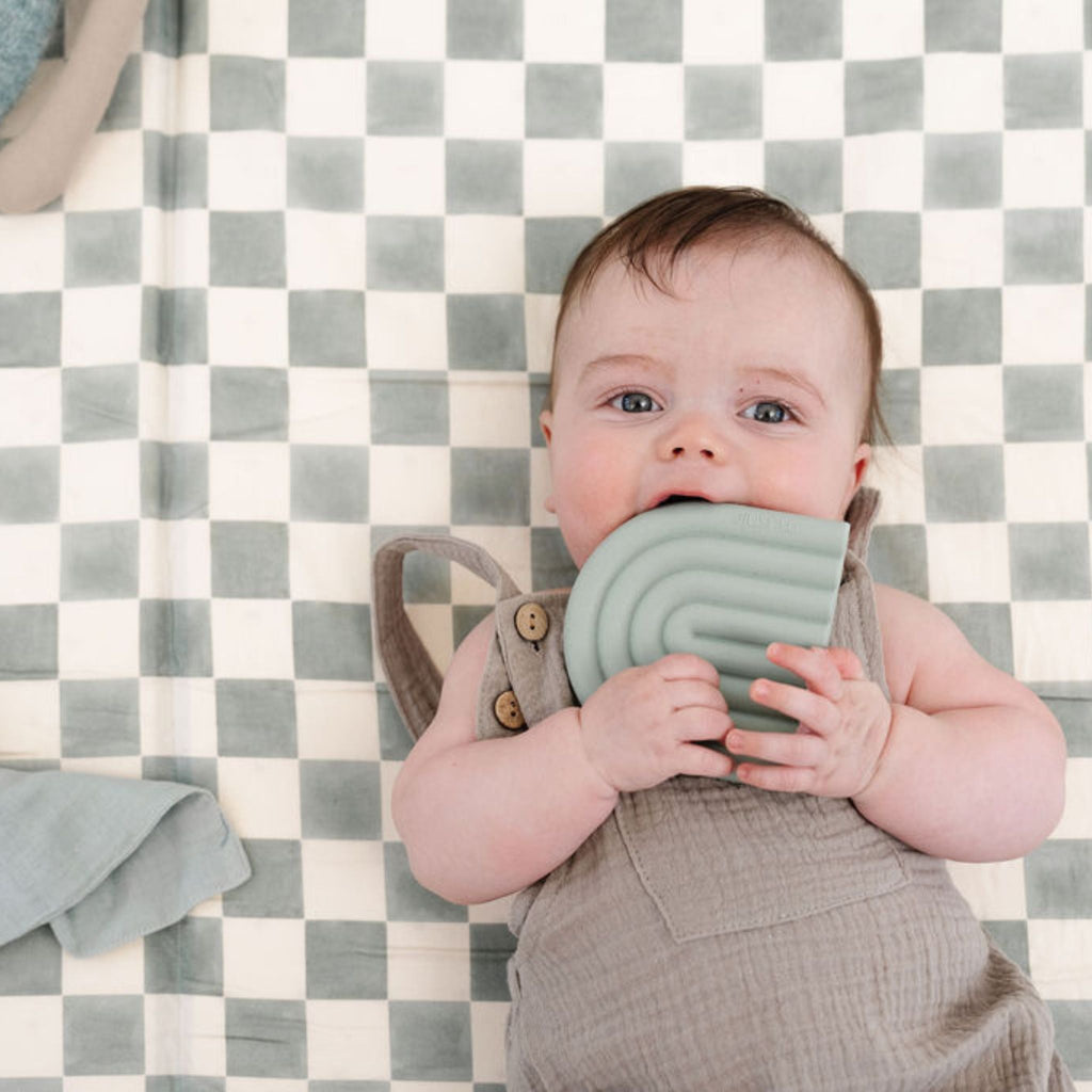 Toki Kids Checker Matcha Organic Cotton Mat | Playroom Avenue