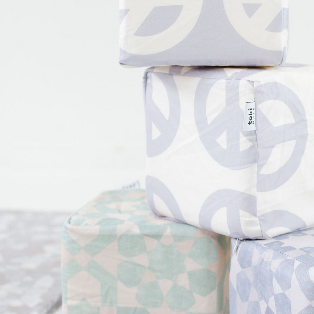 Toki Kids Cream Peace Sign Play Cube | Playroom Avenue