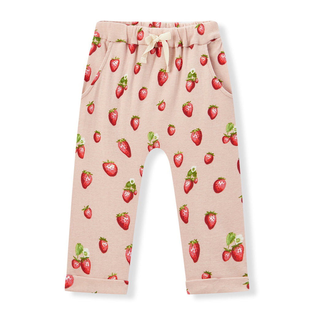 Milkbarn Strawberry Organic Cotton Jogger Pants | Playroom Avenue