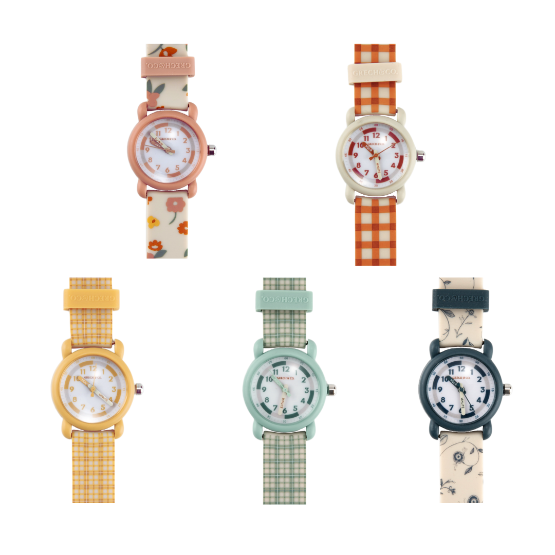GRECH & CO. Classic Watches | Silicone + Stainless Steel | Fern Plaid | Playroom Avenue