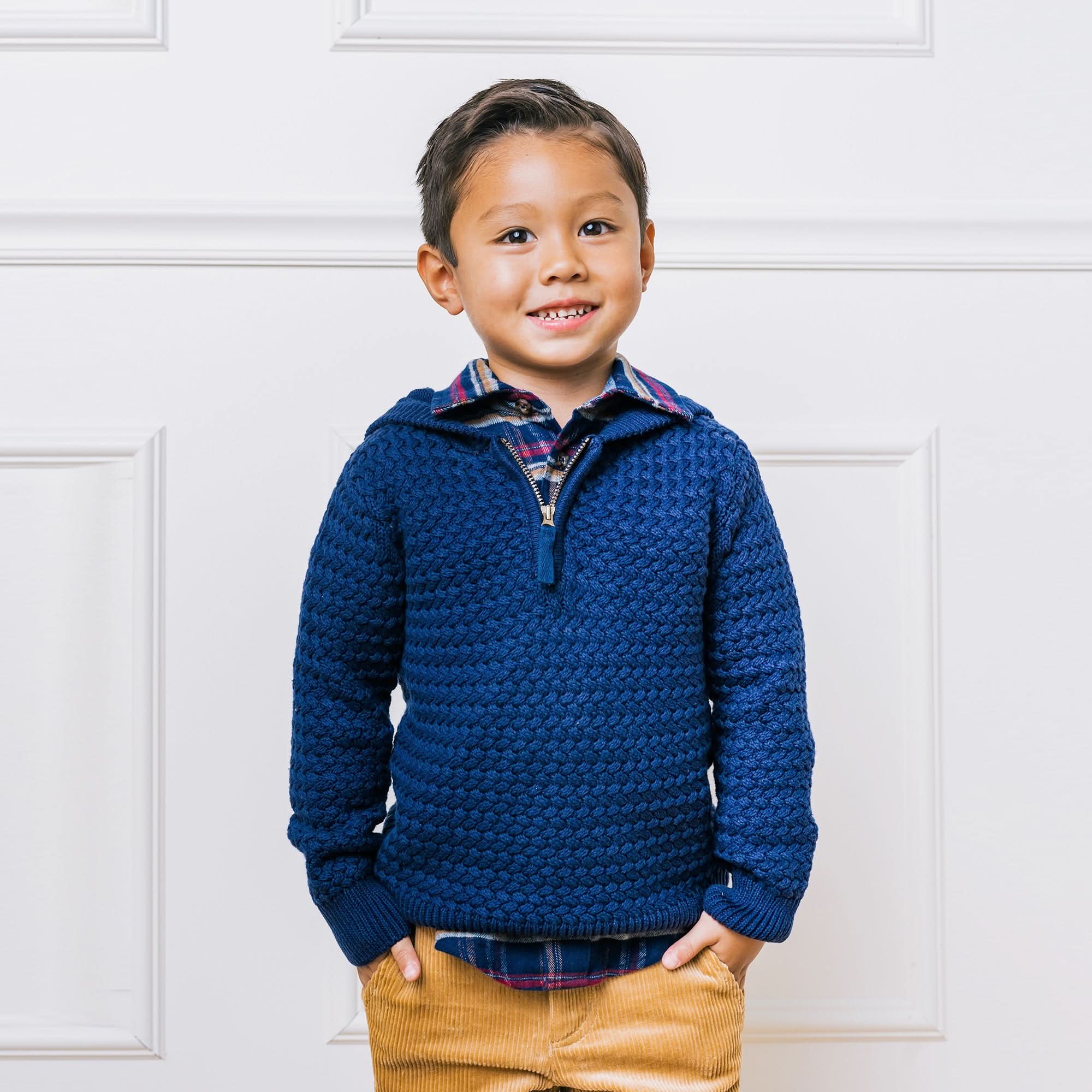 Hope & Henry Hooded Half Zip Organic Sweater | Playroom Avenue