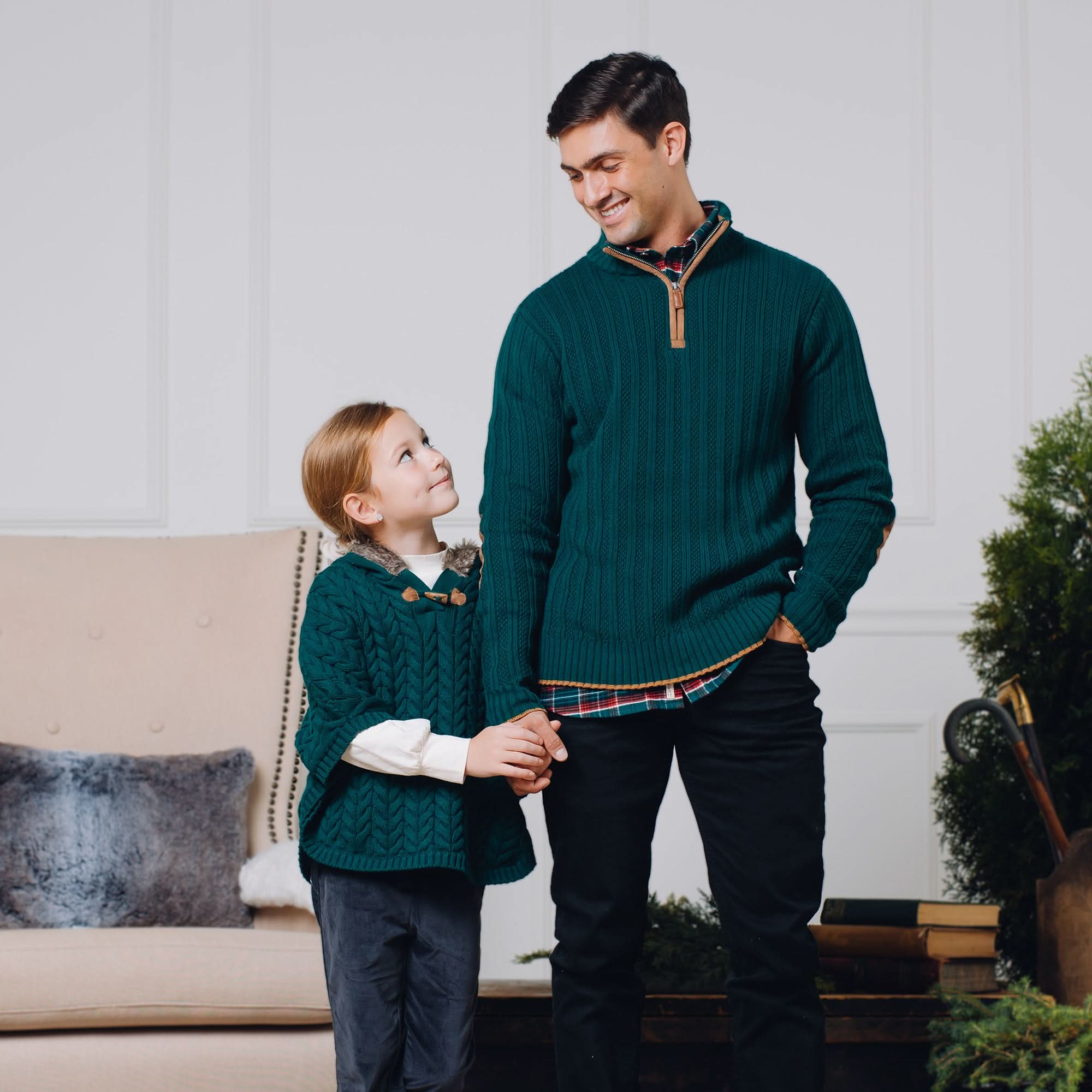 Hope & Henry Sweater Cape with Faux Fur Hood | Playroom Avenue