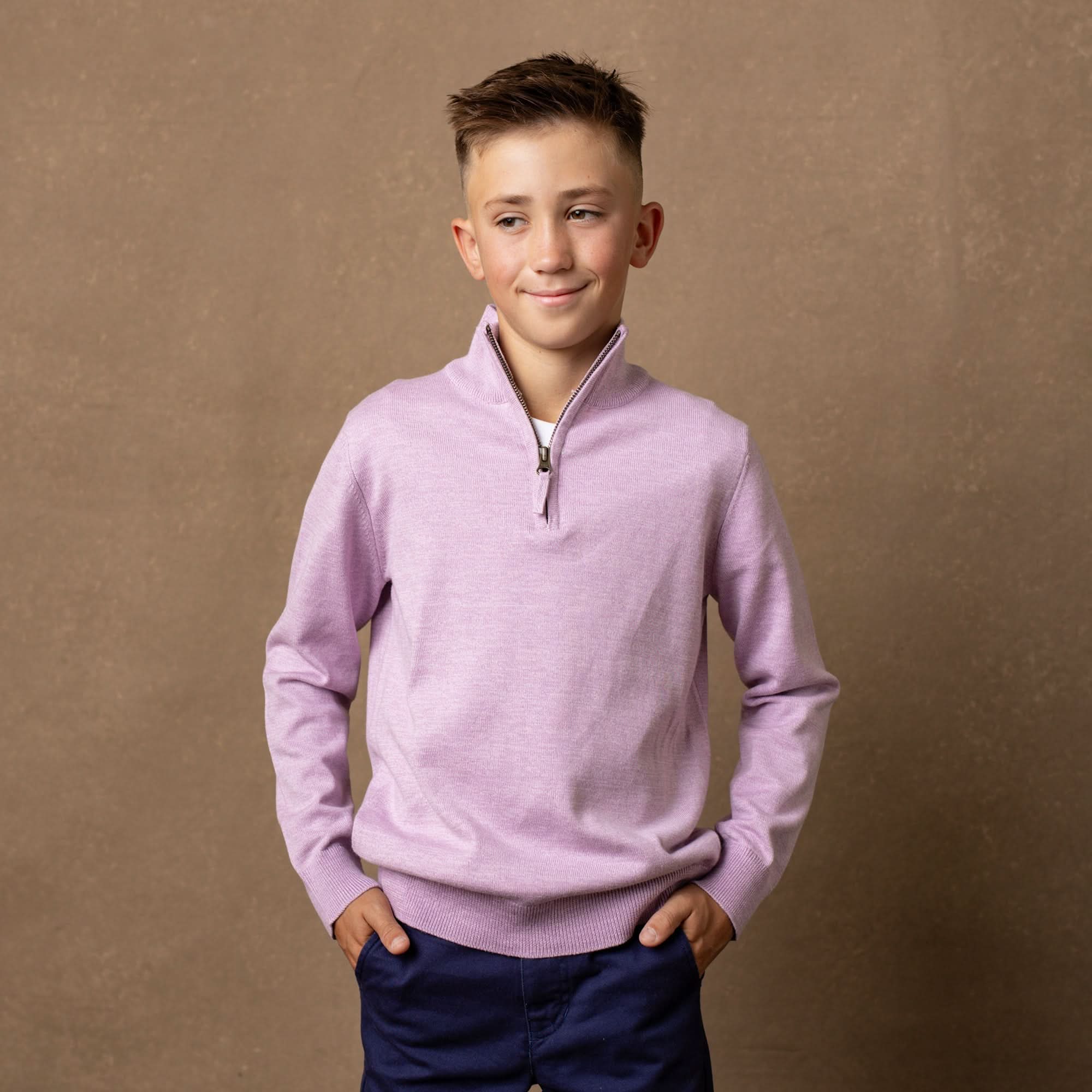 Hope & Henry Organic Fine Gauge Half Zip Sweater | Playroom Avenue