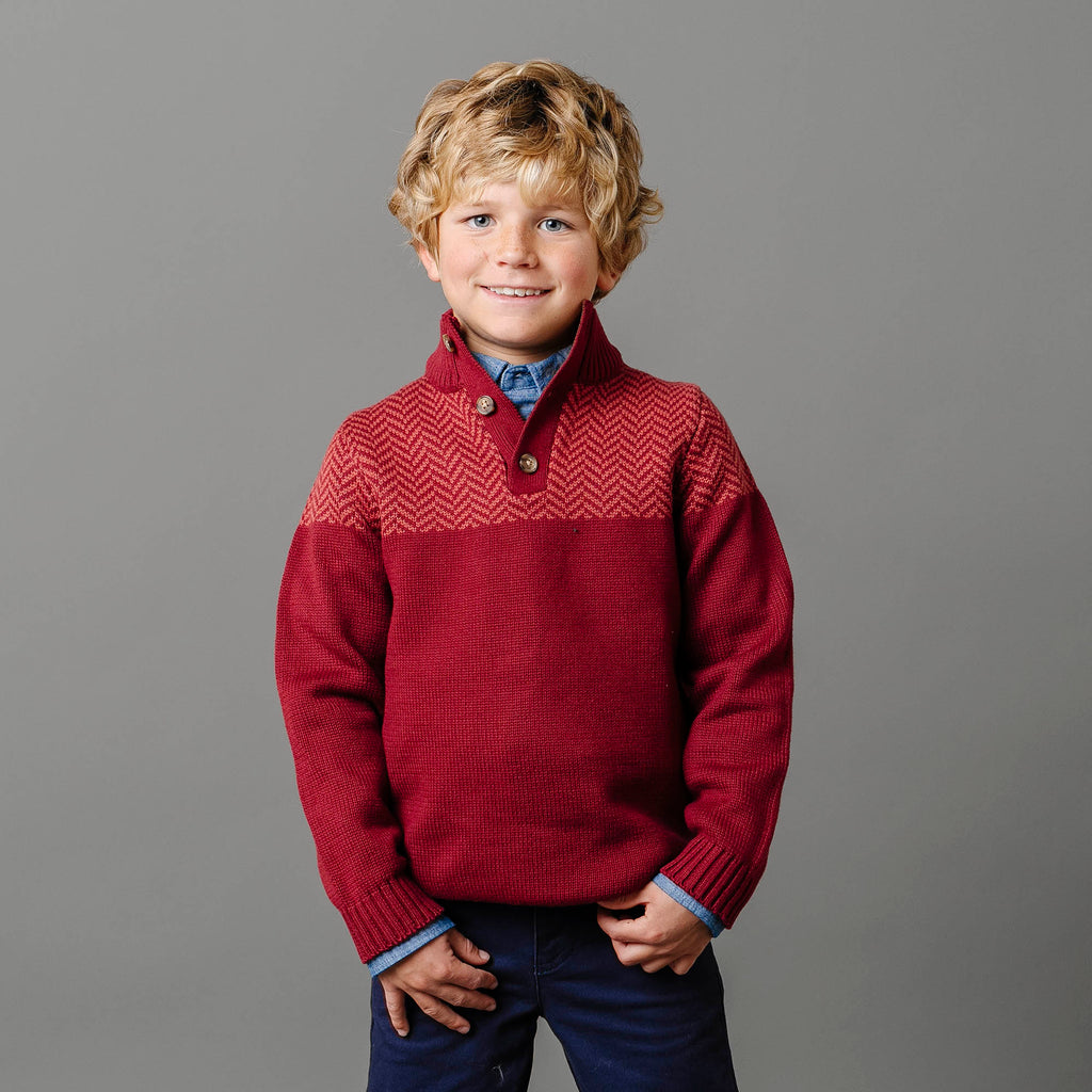 Hope & Henry Organic Intarsia Yoke Mock Neck Sweater | Playroom Avenue