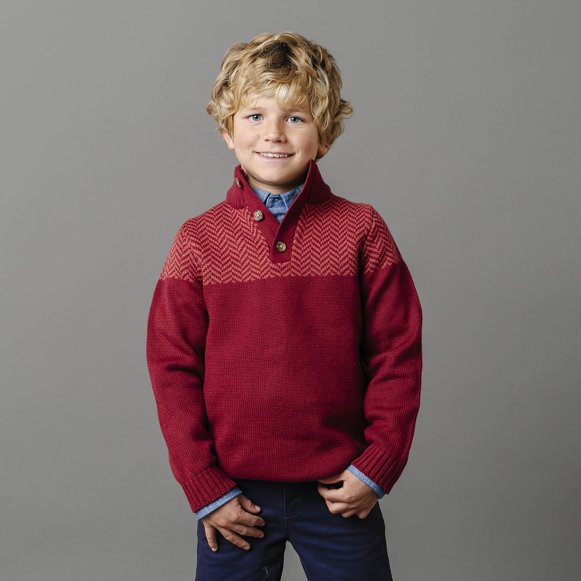 Hope & Henry Organic Intarsia Yoke Mock Neck Sweater | Playroom Avenue