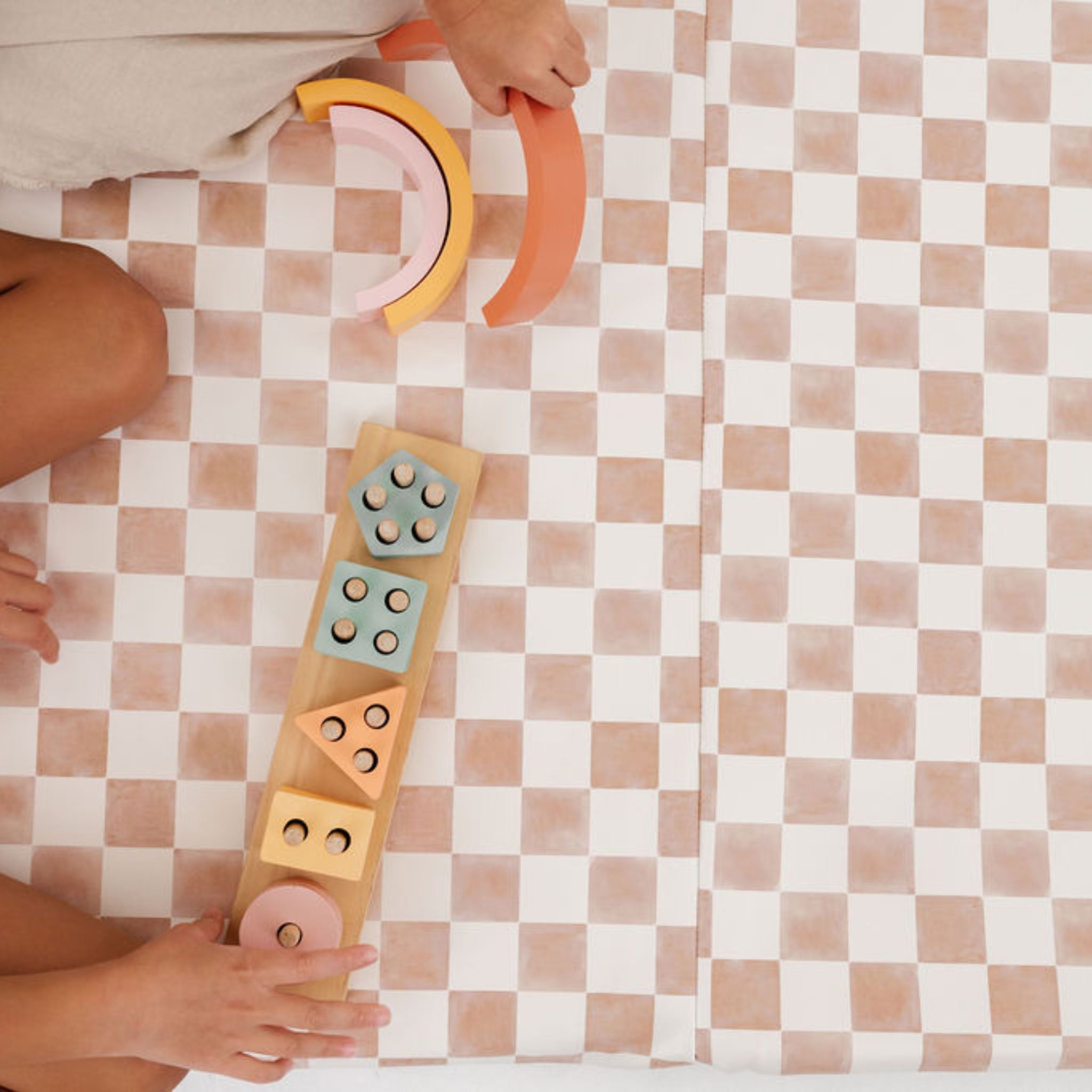 Toki Kids Checker Toffee Vegan Leather Mat | Playroom Avenue