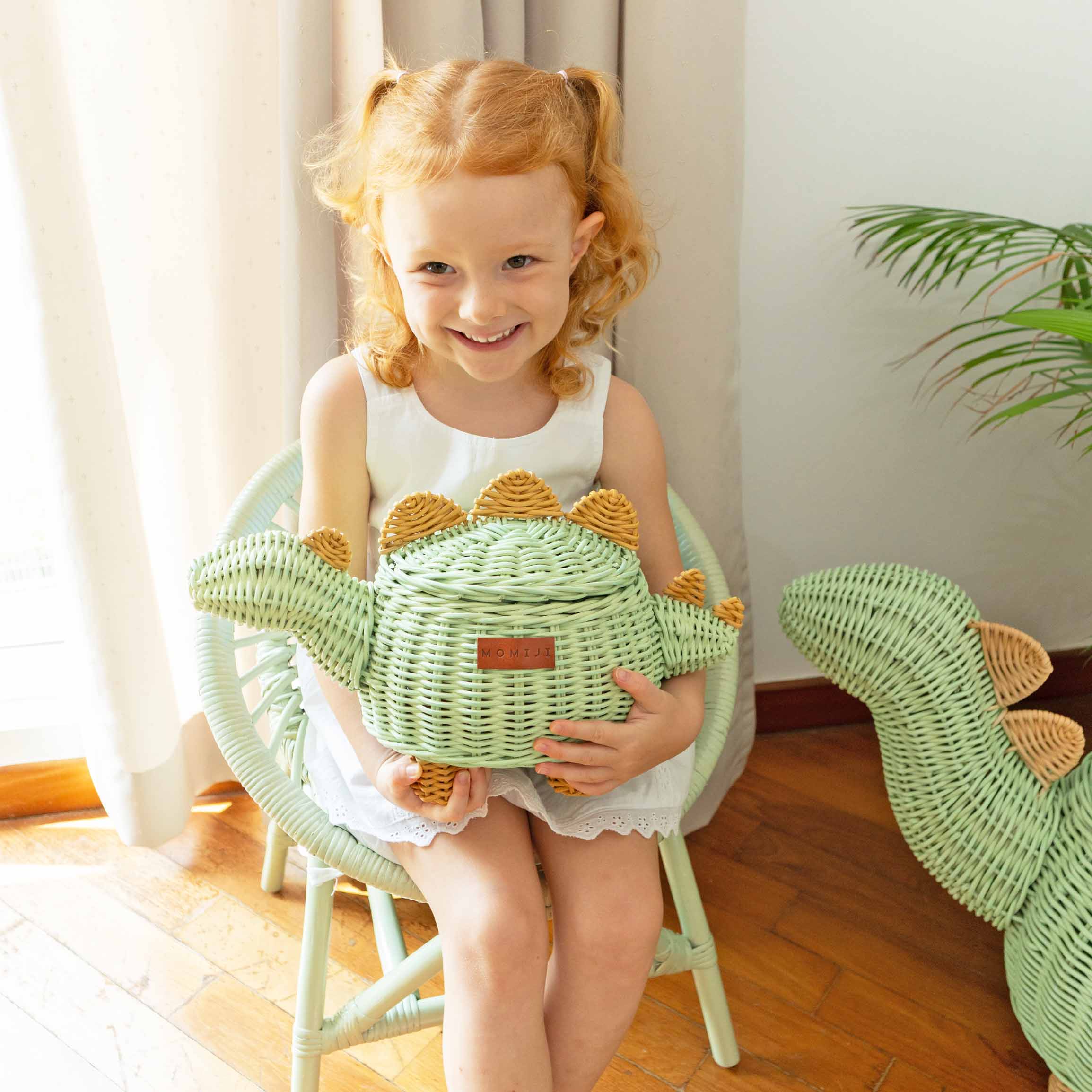 Momiji Dinosaur Basket Small - Mint Green | Playroom Avenue