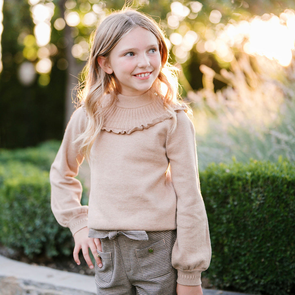 Hope & Henry Organic Mock Neck Ruffle Sweater | Playroom Avenue
