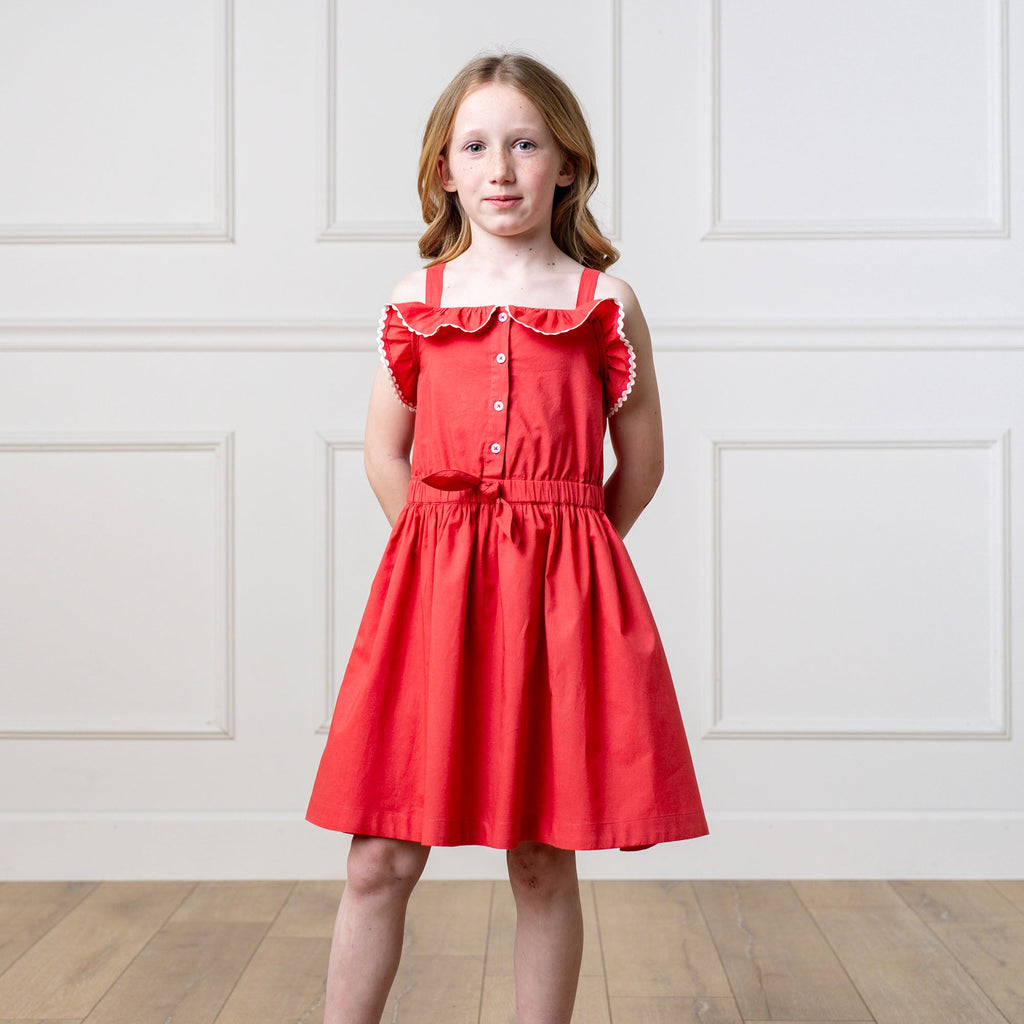 Hope & Henry Organic Button Front Ruffle Sundress | Playroom Avenue